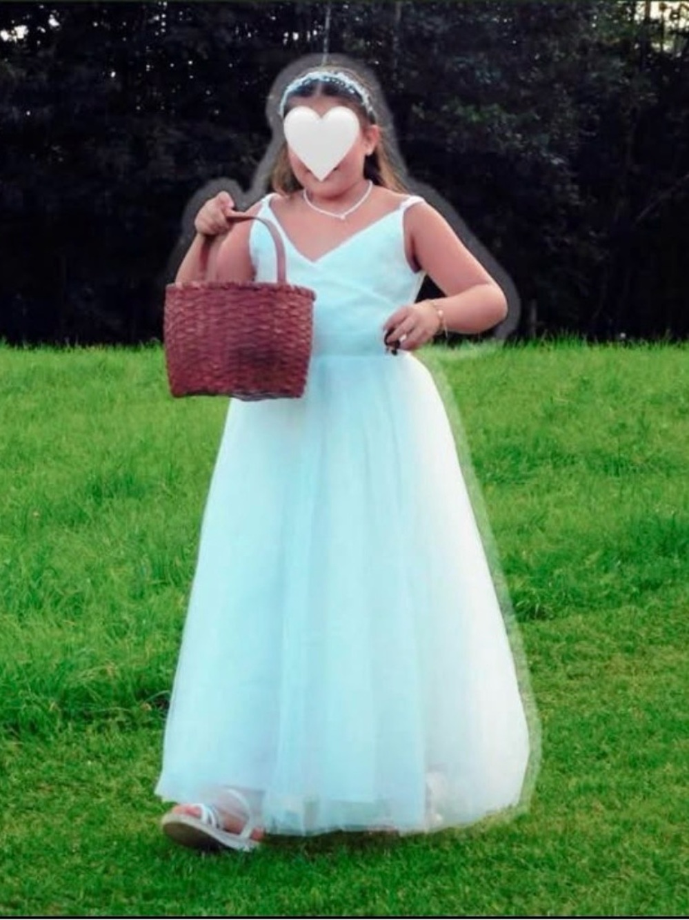 White Tulle Flower Girl Dress with Spaghetti Straps